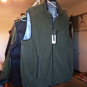NWT Mens Fila Puffer Vest Reversible Green Gray